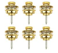 6Pcs Yootones Guitar Strap Locks Flat Round Head Heavy Duty Metal Button Security Straplock Compatible with Electric Acoustic Guitar, Bass, Ukulele (Gold)