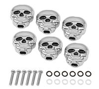 6Pcs Yootones Guitar Tuning Peg Cap, Skull Shape Tuning Key Button hat Compatible with Folk, Electric and Acoustic Guitar (Silver)