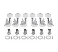 6Pcs Yootones Metal Guitar 3L3R Machine Heads Locking Tuning Key Pegs Tuners Replacement Compatible with Stratocaster Telecaster Electric or Acoustic Guitars (Silver)