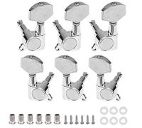 6Pcs Yootones Sealed String Tuning Pegs Keys Machines Heads Tuners 3L3R Compatible with Electric Guitar Acoustic Guitar Parts Replacement (Silver)