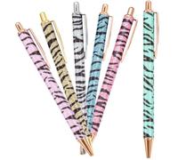 6pcs Zebra Pattern Ballpoint Pen Plastic Press Type Smooth Writing