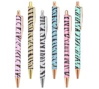 6pcs Zebra Pattern Press Ballpoint Pen Plastic Ergonomic Writing