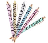 6pcs Zebra Stripe Ballpoint Pen Press Type Plastic Smooth Writing