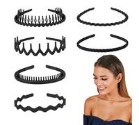 6PCS Zig Zag Headbands, Zigzag Headband Black Shark Tooth Hair Comb Hairband Plastic Hair Bands with Elastic Non Slip Wavy Teeth Fashionable Ladies Teeth Headband Accessories for Women Girls