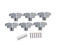 6PCS Zinc Alloy Guitar Tuning Pegs, Golden Machine Heads for Acoustic Classic Folk Guitar, Replacement Tuners with T-Shaped Buttons Mounting Screws, 4mm(Silver)