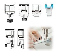 6Pcs Zipper Foot for Sewing Machine, Narrow Rolled Hem Sewing Machine Presser Foot Set, Includes Walking Foot and Invisible Zipper Foot, Compatible with Janome Household Low Shank Sewing Machines