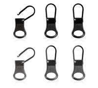 6pcs Zipper Pull Replacement, Detachable Zipper Tab Zipper Pullers Repair Handle Metal Pull Cord Extender Zip Head Mend Fixer for Dress Clothing Backpack Jackets Pants Boots Luggage (Black, Dark Gray)
