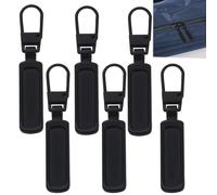 6PCS Zipper Pull Replacement Metal Spare Zipper Pulls Black Zip Puller Replacement Detachable Replacement Zipper Pulls Prevent Loosening for Purse Clothes Jeans Suitcase Luggage Pants Coat