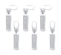 6pcs Zipper Pull Replacement, Metal Zipper Pulls Detachable Zipper Handle Tags Gripper Mend Fixer Repair Kit for Jacket Boots Jeans Coat Suitcase Luggage Dresses (Silver)