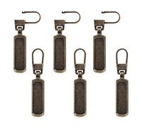 6pcs Zipper Pull Replacement, Zipper Part Replacement Detachable Metal Zipper Pull Tabs Zipper Tags Cord Pulls for Most Items-Purse Backpack Jacket Boots Jeans Coat Suitcase Luggage Dresses (Bronze)