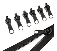 6PCS Zipper Repair Kit for #3#5#8 Zippers, 3 Sizes Zipper Pull Replacement with Fixing & Extension Parts, No Tools Needed for Luggage, Backpack, Jacket, Jeans (Black)