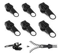 6PCS Zipper Repair Kit Universal Zip Puller Replacement Set for #3#5#8 Sizes Instant Zippers Rescue Fix for Jackets Luggage Backpacks Jeans, Easy Fix with No Tools Multipack (Black)
