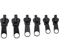 6PCS Zipper Restoration Kit with Metal Sliders and Teeth - Universal Multi-Tool Repair Set for Jackets, Bags and Luggage, Heavy-Duty Zipper Replacement Tools (Black)