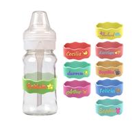 6pcsPersonalized Name Silicone Cup Cover,Custom Water Bottle Name Strap,Engraved Name Baby Bottle Strap (for Daycare, School)