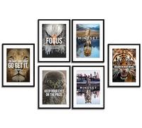 6Picecs Liger Eagle Cat Letter Inspirational Quotes Canvas Wall Art Quotes Theme Wall Decor Animal Leopard Office Pictures Unframed Poster Prints Suitable for Study Bedroom Modern Home Decor