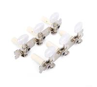 6Pics Guitar Tuning Pegs Set with Bushings, Open Gear Chrome Machine Heads for Classic Guitar, 3R+3L Tuners Replacement Parts Compatible(STYLE6)