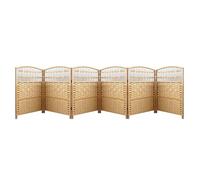 6Piece Portable Rattan Room Divider Freestanding Folding Privacy Screen for Office Classroom & Study Blackout Partition Wall Yellow 19.68 x 11.81 inches