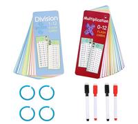 6piece set Times Tables Poster, Times Tables, Multiplication Tables For Kids, Addition Flash Card With 2 Dry Erase Pens, Educational Math Flashcards For 1st To 3rd Grades