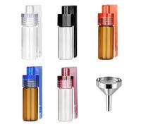 6Piece Spice Powder Tool Set - 5 Glass Bottles and Micro Metal Funnel - Portable Storage Containers for Spices, Powders, Essential Oils - 51mm Clear Glass Bottles with Spoon for Travel, Kitchen, Lab