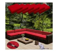 6Piece Waterproof Sofa Cushion Covers with Zipper AntiFade Outdoor Slipcovers for Garden Cushions Rattan Furniture/Patio Sofa Protectors (60x55cm Red)