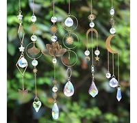 6Pieces Colorful Crystals Suncatcher Hanging for Window Crystal Ball Prism Rainbow Maker Pendants for Garden Christmas Tree Wedding Party Patio Backyard Car Home Indoor Outdoor Decoration