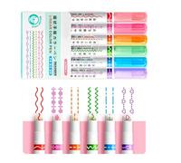 6Pieces Curves Highlighters Leakproof Pens for Note Taking Hand Lettering Art Projects Durability Ergonomic Handmade Poster Markers