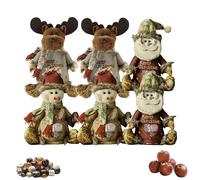 6pieces Flax Christmas Apples Bags, Cute Doll Goody Bag With Zipper, Chritmas Eva Santa Snowman Snowflake Deer Shaped Christmas Candy Bags, Reusable Christma Fabric Treat Storage Bag