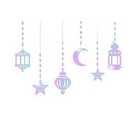 6Pieces Ramadans Garlands Eid Decorations Glittering Star Moon Lamp Hanging Streamers Banners Muslims Party Supplies Holiday Decors