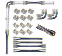 6pin 12mm COB RGBWW Connector kit- Transparent Gapless Gapless Solder Board to Wire/Board,LShape Connector, LED connection+Cable Wire,2M Long 24AWG Extension Wire for RGBW FCOB LED Strip Lights