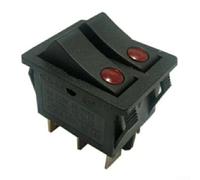 6Pin 16A Double Rocker Light Switch for 125V & 250V AC Circuits, ON-OFF Button with Indicator Lights, Compact Industrial Grade Switch for Boats, RVs, and Homes Electrical Retrofits(Black)