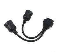 6Pin J1708 + 9Pin J1939 to OBDII 16Pin Female Adapter Cable for Heavy Duty Diesel Trucks, 30cm, Black, Compatible with Mack/Freightliner/Kenworth/Cummins