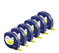 6PK 10PK 12mm Label Ribbon Tapes 91201 12267 91200 91202 91203 91204 91205 Compatible with LT100H Label Maker(6PK Black on Yellow)