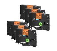 6PK Compatible Label Tapes for TZe-C31 TZ B31 D31 12mm Black On Fluorescent Green Orange Yellow Works with Label Printers(6PK Fluo Orange)