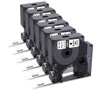 6Pk Compatible with Dymo 9mm x 7m D1 Label Tape 40913 S0720680 White | 9mm Labeling Tape Cassettes for DYMO LabelManager 160 210D 360D 420P 450D D1 Label Maker Refills, Black on White