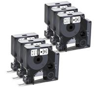 6pk Compatible with Dymo D1 Label Tape 6mm x 7m 43613 Label Printer Tape | 6mm 0.23" Label Tape Cassette S0720780 for DYMO LabelManager 160 280 210D 360D 420P 450 Printers, Black on White
