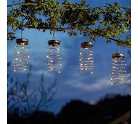 6Pk Mini Spiralight Solar Powered Pretty Warm White LEDs Garden Hanging Lights