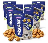 6pk Mischief Cat Treats For Indoors, Yummy Cheese Flavour for Kittens, Tasty Pillow Chews Small Bite Sized Snacks, Crunchy Outside, Soft & Creamy Inside, Made With Natural Ingredients, Multipack, 750g