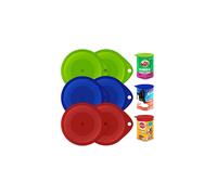 6pk Tin Can Lids for Dog Food | Assorted Colour Can Lid Tin Covers for Dog Food | Plastic Lids for Tin Can Covers for Tins Green, Blue, Red | Tin Lids