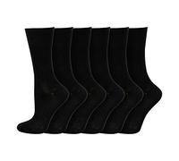 6prs Ladies Super Soft and Comfort Non Elastic Bamboo Socks Womens Everyday Wear Anti Bacterial Wide Top Socks Black Shoe Size 4-7