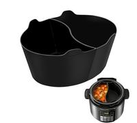 6QT 2-in-1 Black silicone slow cooker liner, silicone slow cooker divider insert, Dishwasher Safe (Black-6QT)