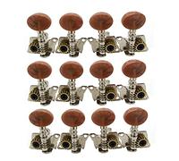 6R6L Metal Ukulele Locking String Tuner Guitar Tuning Peg Machine Head With Brown Head Pegs Guitar Knobs Tuning Keys