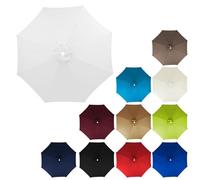 6ribs/8ribs Garden Patio Replacement Parasol Canopy UV Protection for 2m 2.3m 2.5m 2.7m 3.0m 3.5m Replacement Parasol Fabric Outdoor Umbrella Canopy Cover for Pool(White,2.7m/8ribs)