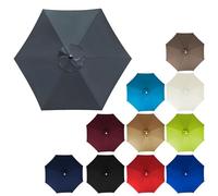 6ribs/8ribs Garden Patio Replacement Parasol Canopy UV Protection for 2m 2.3m 2.5m 2.7m 3.0m 3.5m Replacement Parasol Fabric Outdoor Umbrella Canopy Cover for Pool(Gray,2.0m/6ribs)