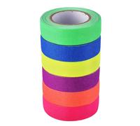 6Rolls 6 Colors Fluorescent Neon Tape, 0.8IN x 16.4FT Coloured Glow in The Dark Tapes, Adhesive Fluorescent UV Tape Blacklight Reactive Tapes for Glow Party Stage, Pub Supplies, Neon Party Decoration