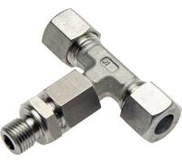 6S & G1/4'' Stainless Steel T-Shape Tee Compression Fitting with Male Threads 500 bar Adjustable ISO 8434-1