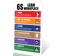 6S Lean Workplace Sign Quality Aluminum Metal Poster Wall Poster For, Home, Office, Classroom, Restaurant Metal Poster Wall Poster Plaque Workplace Decor Indoor Outdoor 18x12 Inch