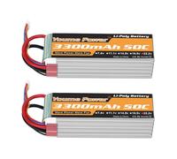 6S Lipo Battery 22.2V 3300mAh 50C RC Battery with Deans T Plug for RC Airplane Helicopter Quadcopter Drone Car Truck Boat Model (2 Packs)