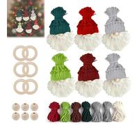 6Set Christmas Gnome Craft Kit, Diy Santa Claus Xmas Macrame Kits, Make Your Own Christmas Decorations, Christmas Gnomes Crafts Hanging Ornaments for Adults, Macrame Santa Elf for Party Favors