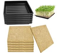 6Set Microgreens Growing Mat with Tray, Microgreen Growing Kit 10″×10″ Wheatgrass Seed Sprouting Starter Mat Hemp Fiber Grow Tray Hydroponic Jute Pads Indoor Organic Production for Germination Sprouts