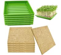 6Set Microgreens Growing Mat with Tray, Microgreen Growing Kit 10″×10″ Wheatgrass Seed Sprouting Starter Mat Hemp Fiber Grow Hydroponic Jute Pad Indoor Organic Production for Germination Sprouts(G)